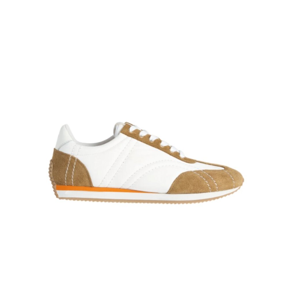 Toteme White and Tan Athletic Sneakers with Orange Stripe